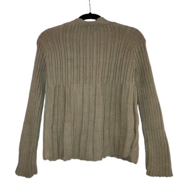 Rico Cable Knit Sweater Ribbed One Button Front Size S Brownish Olive Color Cute - Picture 2 of 9
